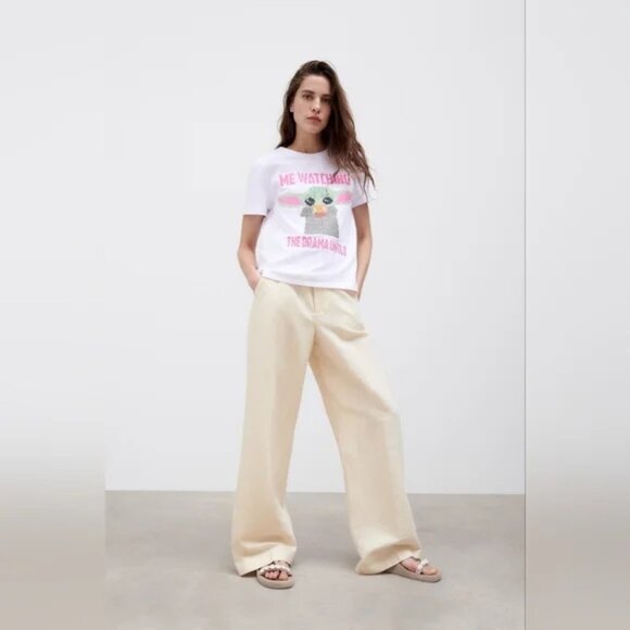 ZARA x Star Wars “Me Watching the Drama Unfold” Baby Yoda Tee – White, Size M - Picture 2 of 4